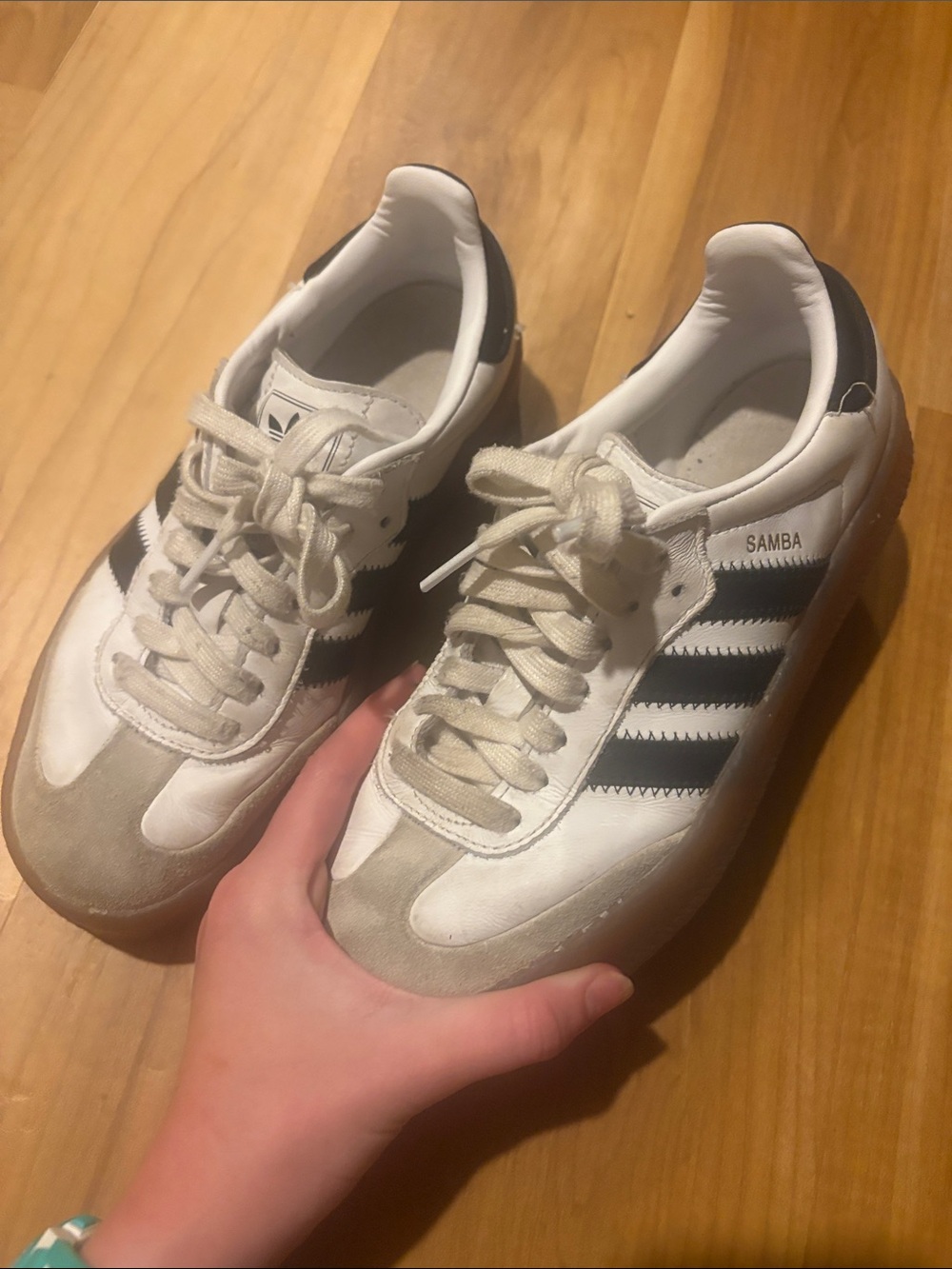 adidas Samba White and Black Leather Sneakers